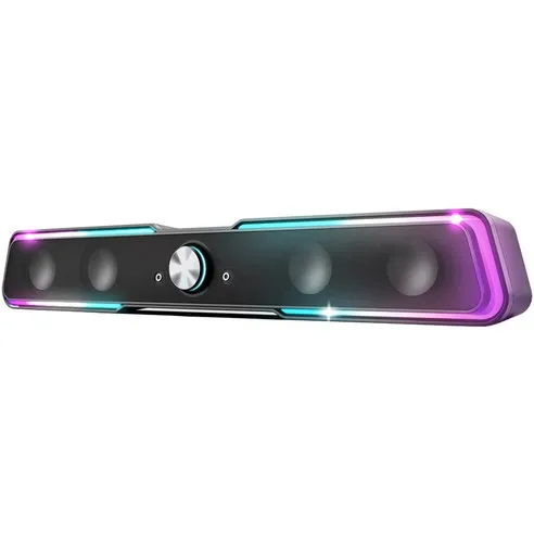 빅트랙 RGB 레인보우 터치 LED 유선 2채널 PC용 가전디지털 게이밍 사운드바 스피커