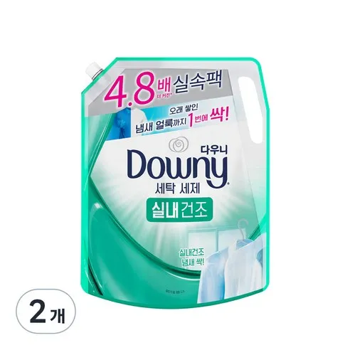 다우니 프리미엄 세탁세제 액체형 실내건조 리필  2.2L, 2개
