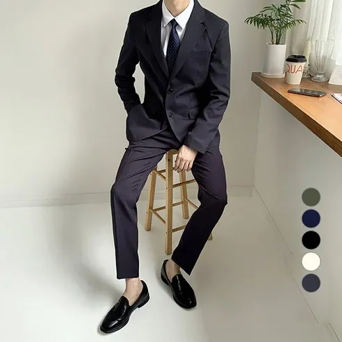 투디오션 남성용 슬림핏 상하의 수트셋업