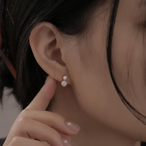 여성 14K 귀걸이 원터치 데일리 귀걸이 반짝이 큐빅 기념일 선물