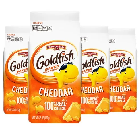 페퍼리지팜 골드피시 베이크드 스낵 크래커 체다 4개x187g Goldfish Cheddar Crackers 4ct, 187g, 4개