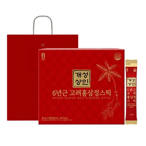 개성상인 6년근 고려홍삼정 스틱 + 쇼핑백, 300ml, 1세트
