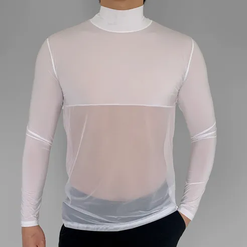 남성 골프 이너웨어 냉감 아이스 쿨 티셔츠 메쉬 여름 자외선차단 이너 골프복 검정색 흰색