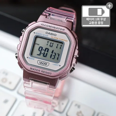 카시오 캐주얼 베이직 디지털 투명밴드 여성 손목시계