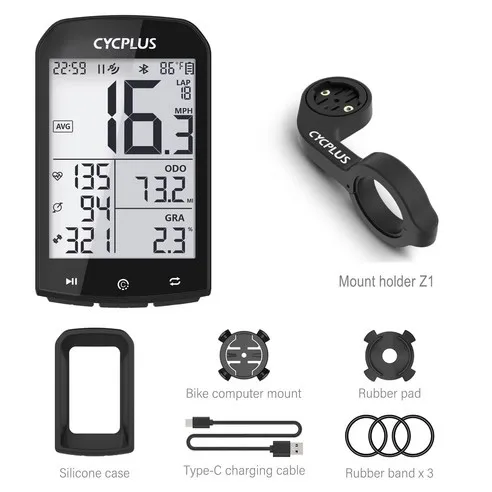 로드 자전거 네비게이션 무선 자전거 속도계 GPS 블루투스 5.0 컴퓨터 CYCPLUS M1 생활방수 거리측정기, M1+holder ..., 1개