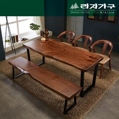 뉴송 우드슬랩 통원목 와이드 식탁 테이블 1800